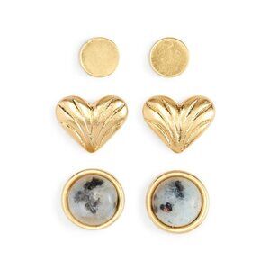 MADEWELL‎ Carved Heart Semiprecious Stud Earrings Set